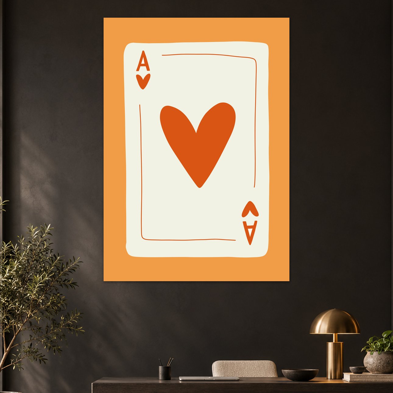 Ace of Hearts Minimalist Playing Card Aesthetic Poster