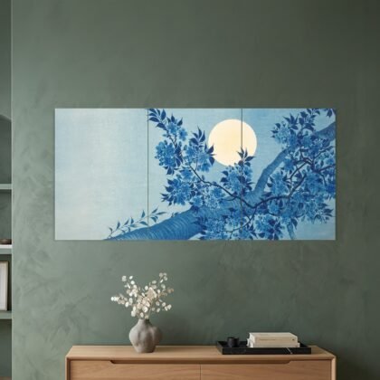 Blue Moon Botanical Silhouette Split Poster