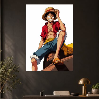 Monkey D. Luffy Sitting Relaxed Aesthetic Poster