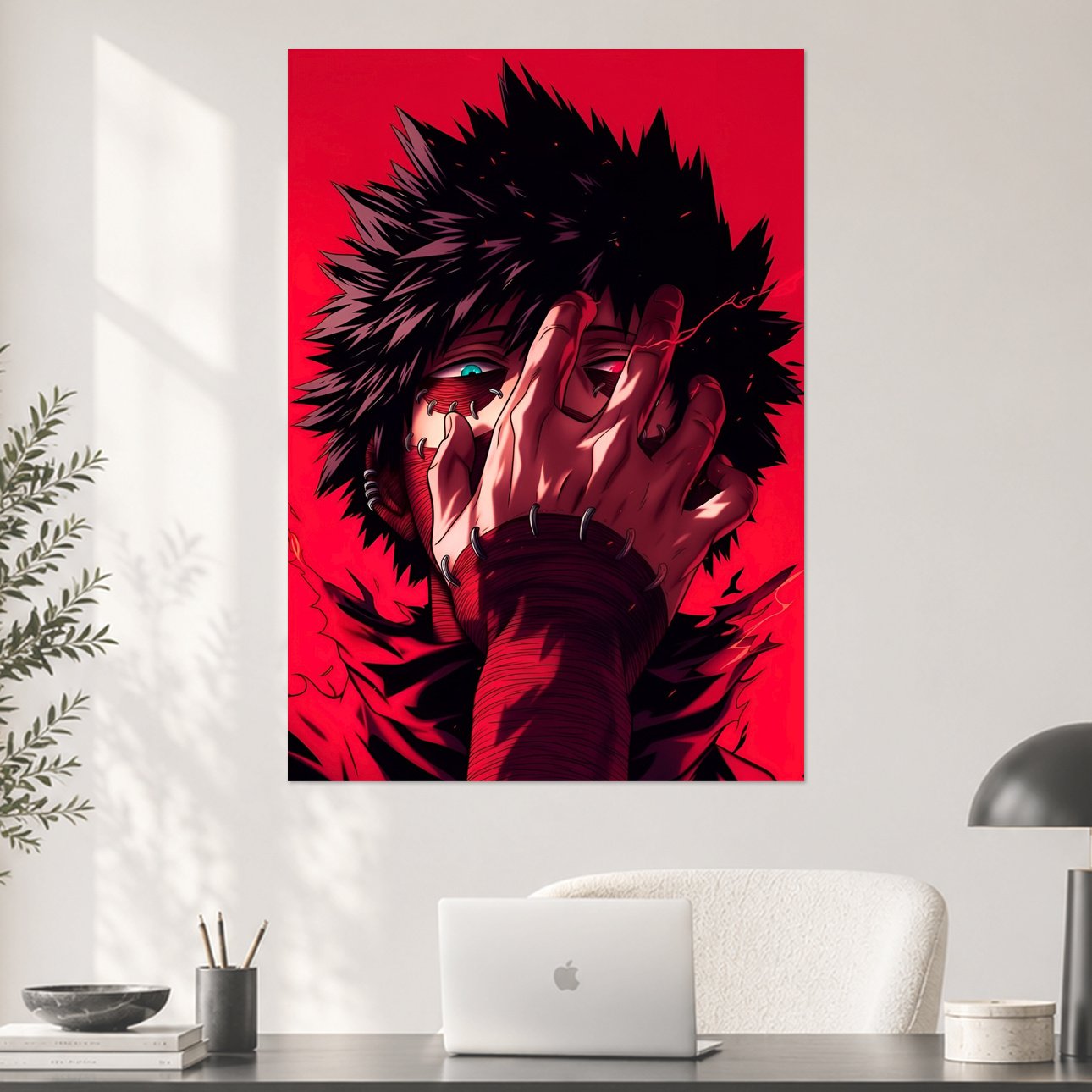 Dabi Face Cover Turquoise Eye Red Aura Anime Poster