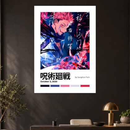 Jujutsu Kaisen Sukuna Cursed Energy Minimalist Anime Poster
