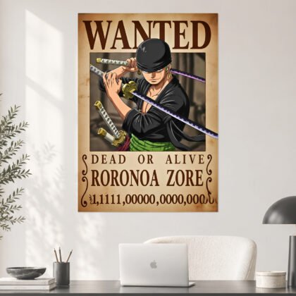 Roronoa Zoro Three-Sword Wanted One Piece Anime Poster