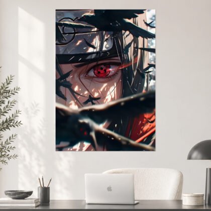 Itachi Uchiha Sharingan Crows Naruto Anime Poster