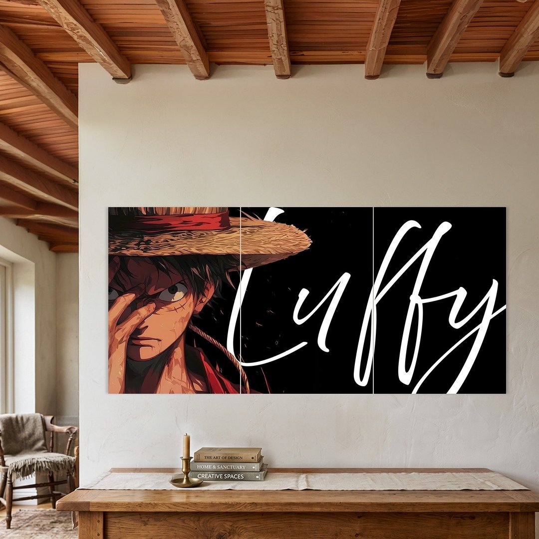 Monkey D. Luffy Straw Hat Typography Split Poster