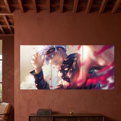 Satoru Gojo Pink Glow Portrait Split Poster