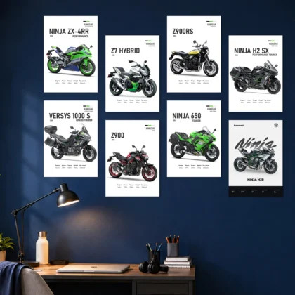 Kawasaki Bikes Set Posters