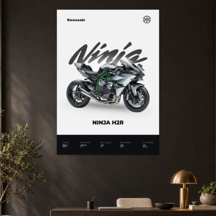 Kawasaki Ninja H2R Silver Hypersport Bike Poster