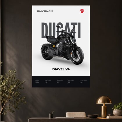 Ducati Diavel V4 Black Power Cruiser Poster