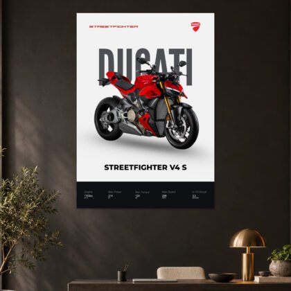 Ducati Streetfighter V4 S Red Naked Bike Poster