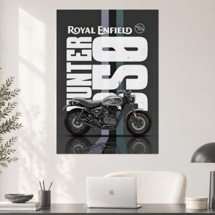 Royal Enfield Hunter 350 Retro Graphic Bike Poster