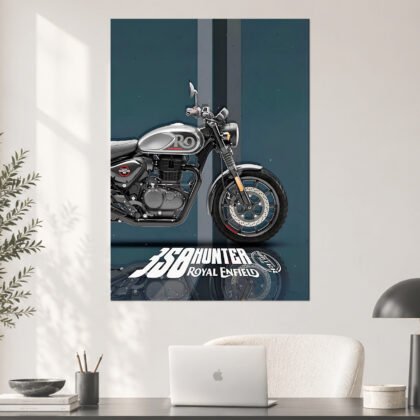 Royal Enfield Hunter 350 Blue Graphic Bike Poster