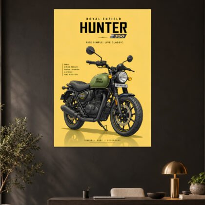 Royal Enfield Hunter 350 Yellow Technical Bike Poster
