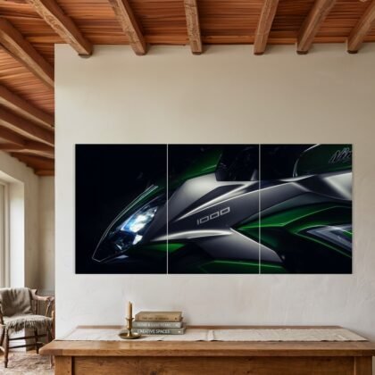 Kawasaki Ninja 1000 Green Close-Up Split Poster