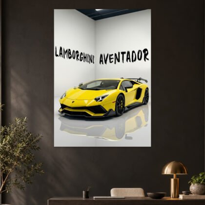 Lamborghini Aventador SVJ Racing Yellow Aesthetic Poster