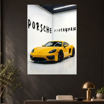 Porsche 718 Cayman Racing Yellow Aesthetic Poster