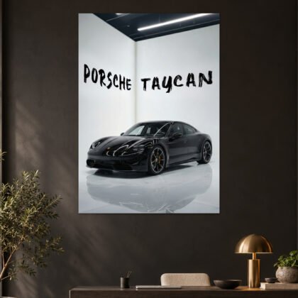 Porsche Taycan Jet Black Aesthetic Poster