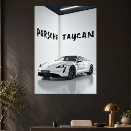 Porsche Taycan White Aesthetic Poster