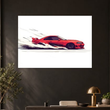 Nissan Skyline GT-R R33 Drift Red Aesthetic Poster