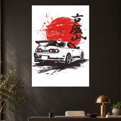 Toyota Supra A80 White Rear Wing Aesthetic Poster