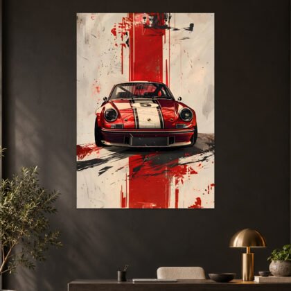 Porsche 911 - Red Racing Stripe Art