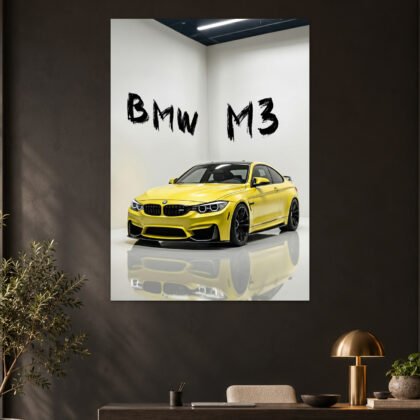 BMW M3 Coupe Speed Yellow Aesthetic Poster