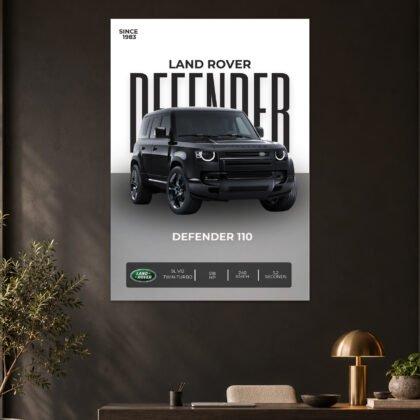 Land Rover Defender 110 Black Car Poster