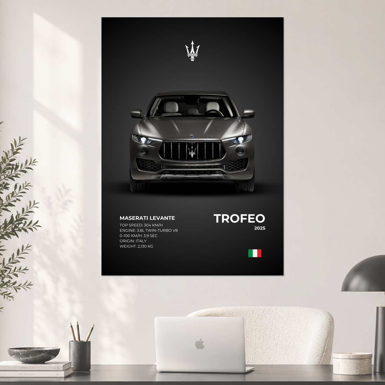 Maserati Levante Trofeo Grey Car Poster