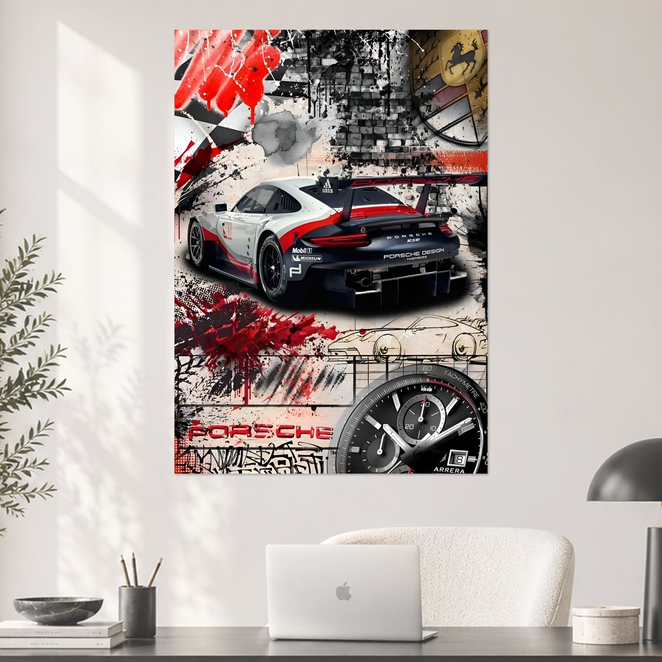 Porsche 911 RSR Graffiti Art Car Poster