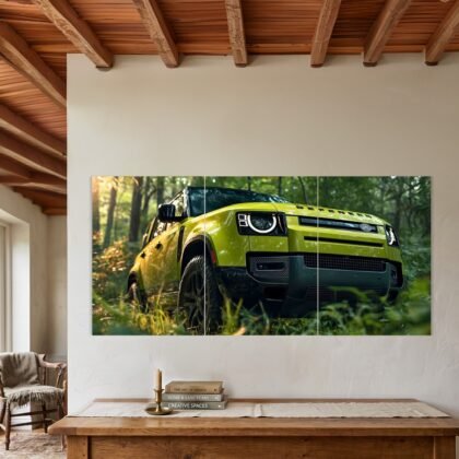 Land Rover Defender Green Forest Split Poster