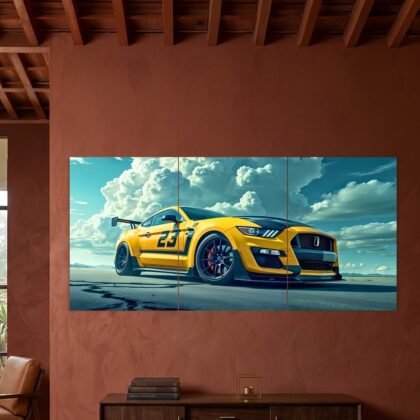 Ford Mustang GT Yellow Track Split Poster