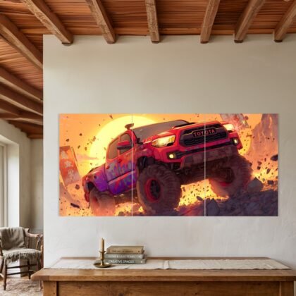 Toyota Off-Road Pickup Fire Scene Split Poster