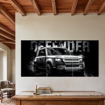 Land Rover Defender Monochrome Split Poster