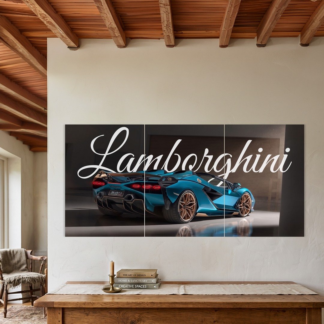 Lamborghini Aventador Blue Split Poster