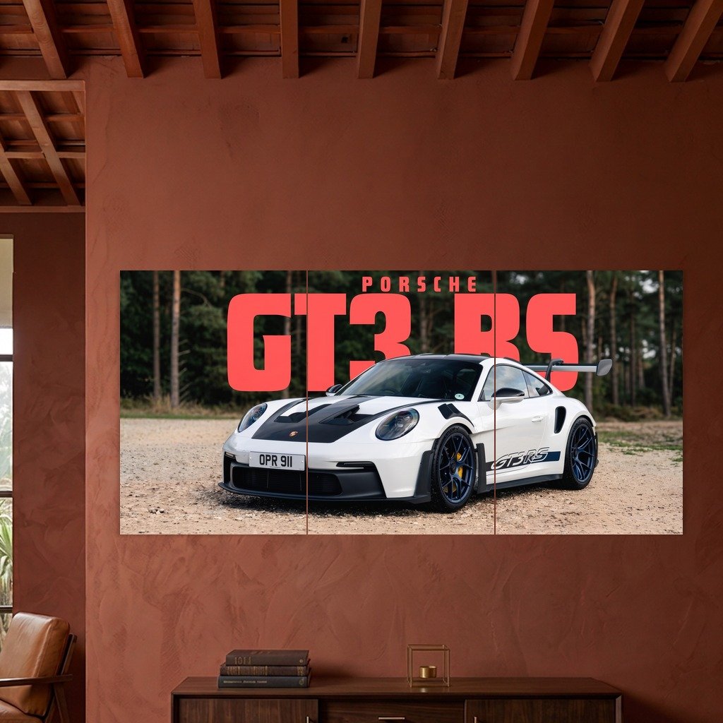 Porsche 911 GT3 RS Bold Typography Split Poster