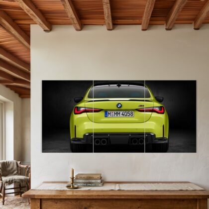 Lime BMW M4 Rear View Split Poster