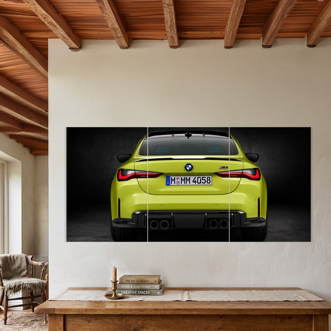 Lime BMW M4 Rear View Split Poster