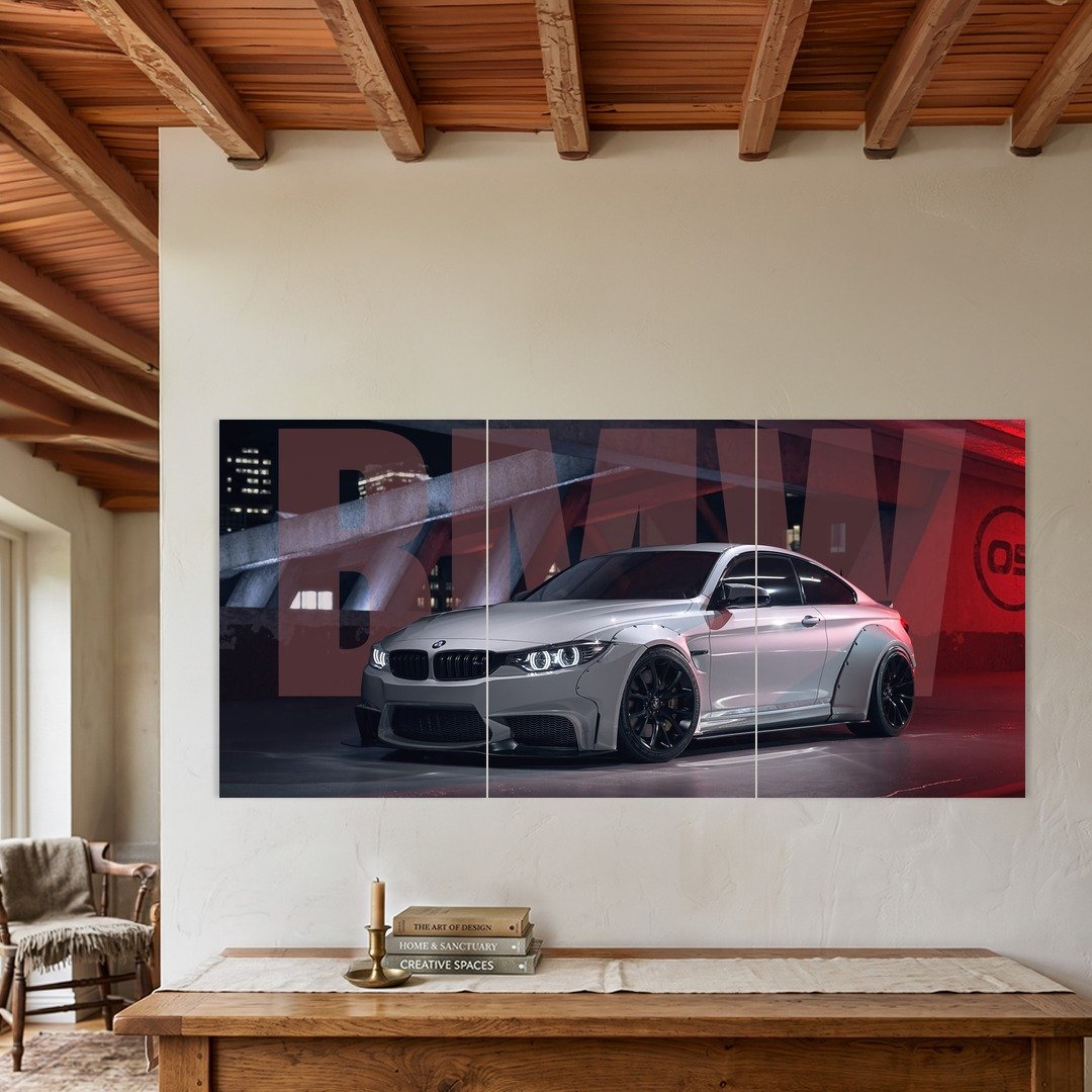 BMW M4 Urban Red Graphic Split Poster
