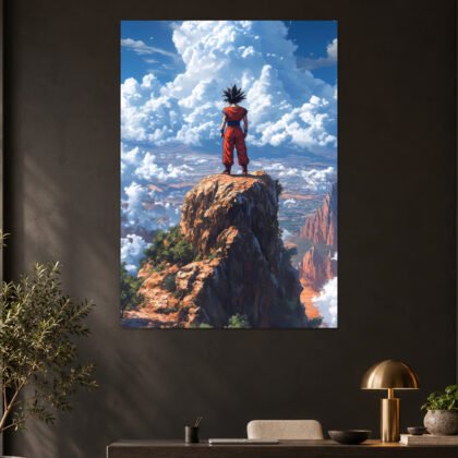 Goku Lone Warrior Cliff Edge Sky Vista Aesthetic Poster
