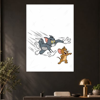 Tom and Jerry Speed Chase Motion Lines Aesthetic Poster