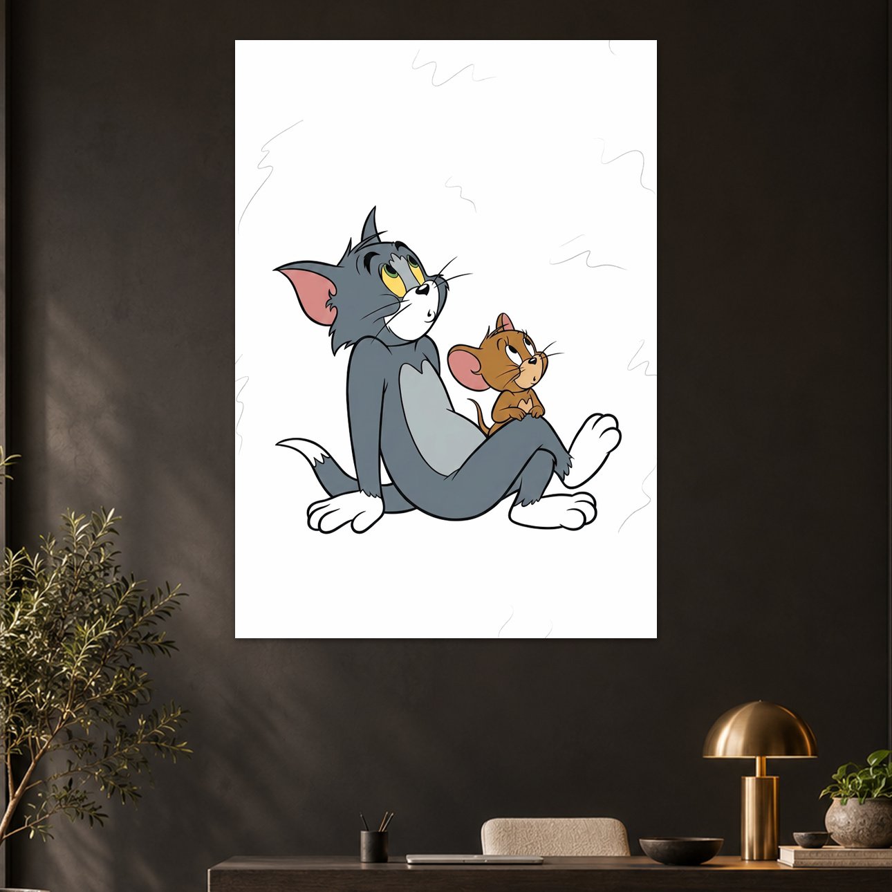 Tom and Jerry Calm Together Peaceful Duo Aesthetic Poster