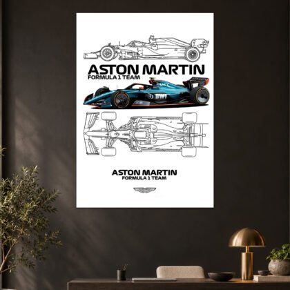 Aston Martin F1 Team Technical Blueprint Aesthetic Poster
