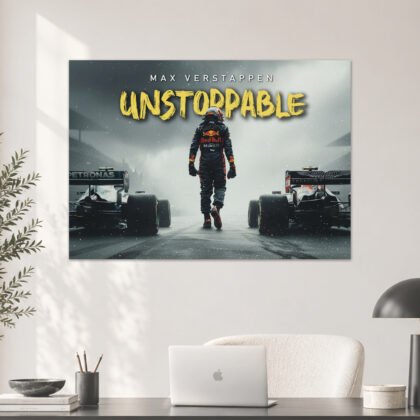 Max Verstappen Unstoppable Rain Track Aesthetic Poster