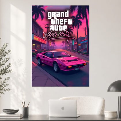 GTA Vice City Retro Neon Drive Aesthetic Poster