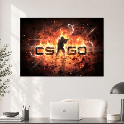 CS:GO Counter-Terrorist Fire and Lightning Aesthetic Poster