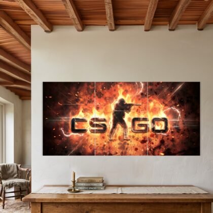 CS GO Fire Logo Split Poster