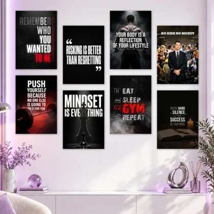 Gym and Mindset Motivation Set Layout Posters