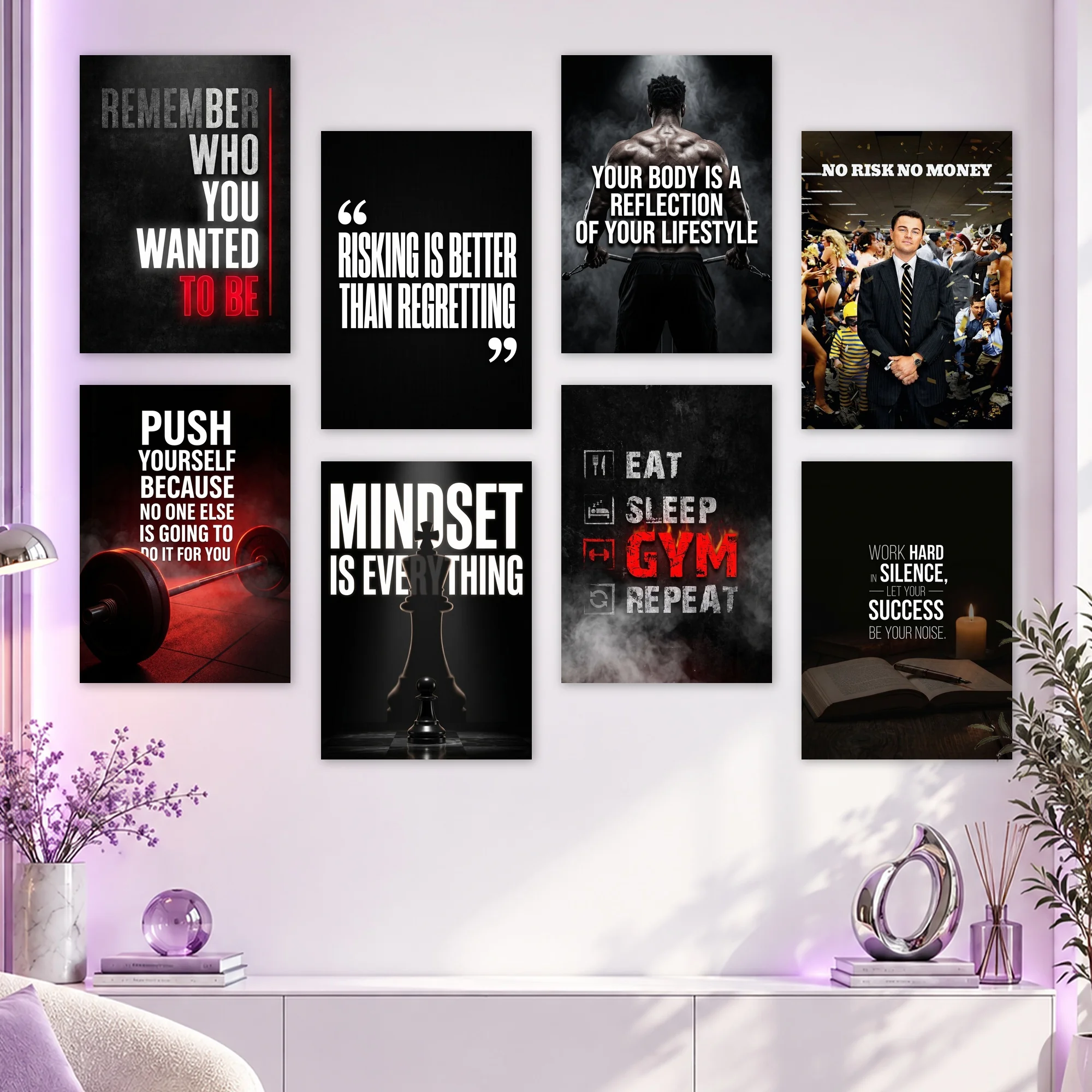 Gym and Mindset Motivation Set Posters