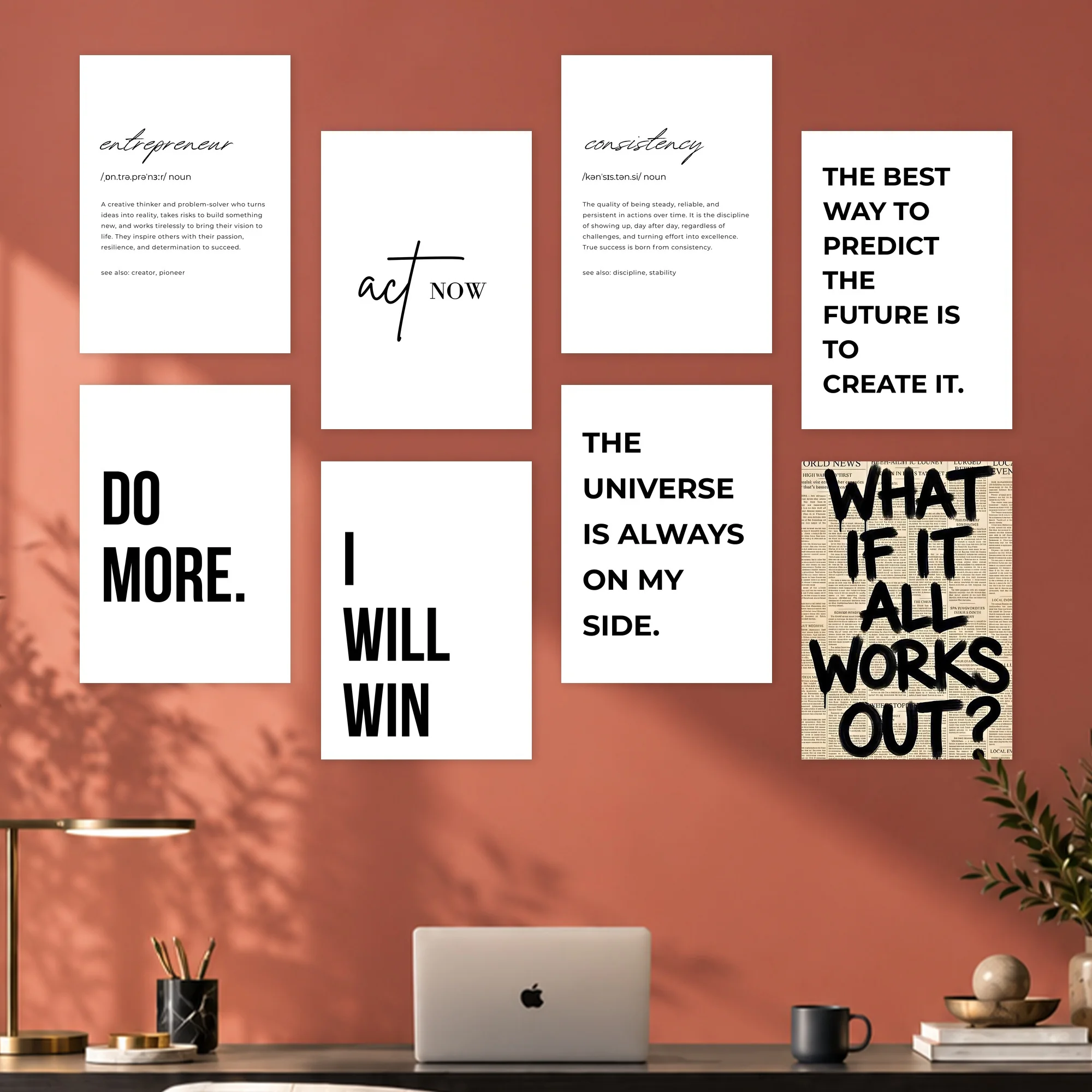 Action and Manifestation Quotes Set Layout Posters