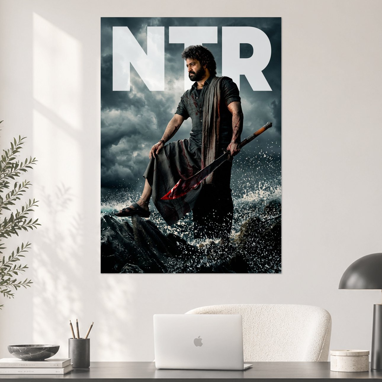 Jr NTR Devara Blood Axe Stormy Sea Warrior Aesthetic Poster