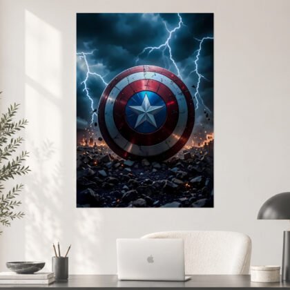 Captain America Vibranium Shield Storm Aesthetic Poster
